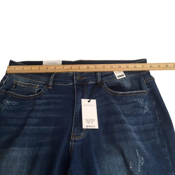 Judy Blue Jeans Womens 18W Dark Wash High Waist Skinny Distressed Leopard Patch - Picture 14 of 16